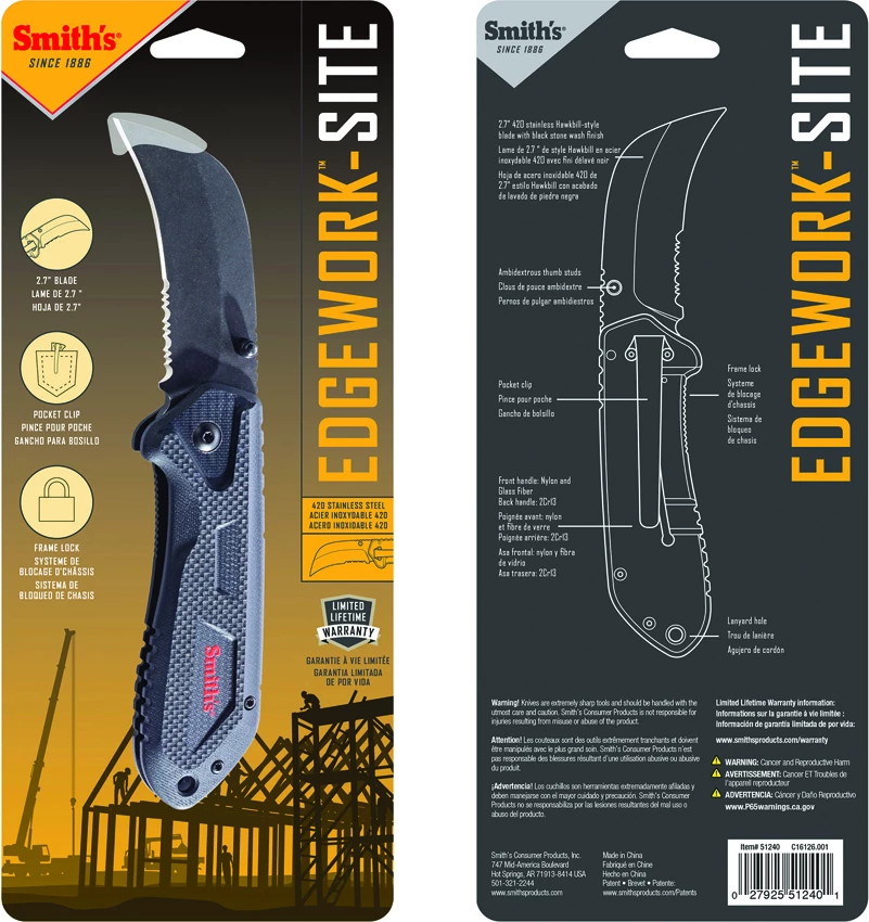 AC51240 Smith's Edge Work-Site Framelock Pocket Knife 5 AC51240 Smith's Edge Work-Site Framelock Pocket Knife - Image 3