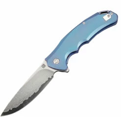 ATZ1702GDBU Artisan Tradition Framelock Pocket Knife Blue Damascus