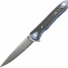 ATZ1707GDBU Artisan Shark Framelock Pocket Knife Blue Damascus -US Knives Sales 2024 ATZ1707GDBU