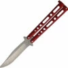 BC117RDSW Bear & Son Cutlery Butterfly Pocket Knife Red Stonewash -US Knives Sales 2024 BC117RDSW