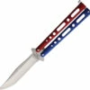 BC117RWB Bear & Son Butterfly Pocket Knife Red White Blue -US Knives Sales 2024 BC117RWB