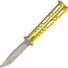 BC117YSW Bear & Son Cutlery Butterfly Pocket Knife Yellow Stonewash -US Knives Sales 2024 BC117YSW
