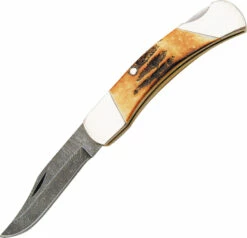 BC505D Bear & Son Damascus Lockback Pocket Knife