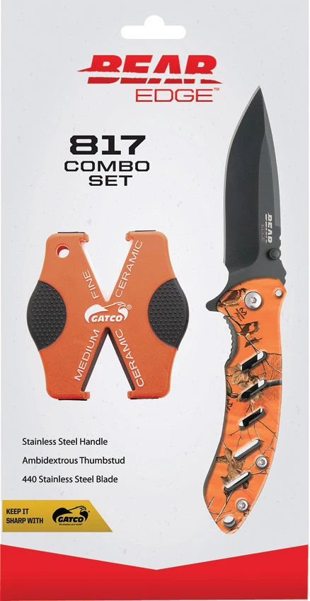 BC71817 Bear & Son Bear Edge 817 Combo Linerlock Pocket Knife Set Orange Camo 3 BC71817 Bear & Son Bear Edge 817 Combo Linerlock Pocket Knife Set Orange Camo